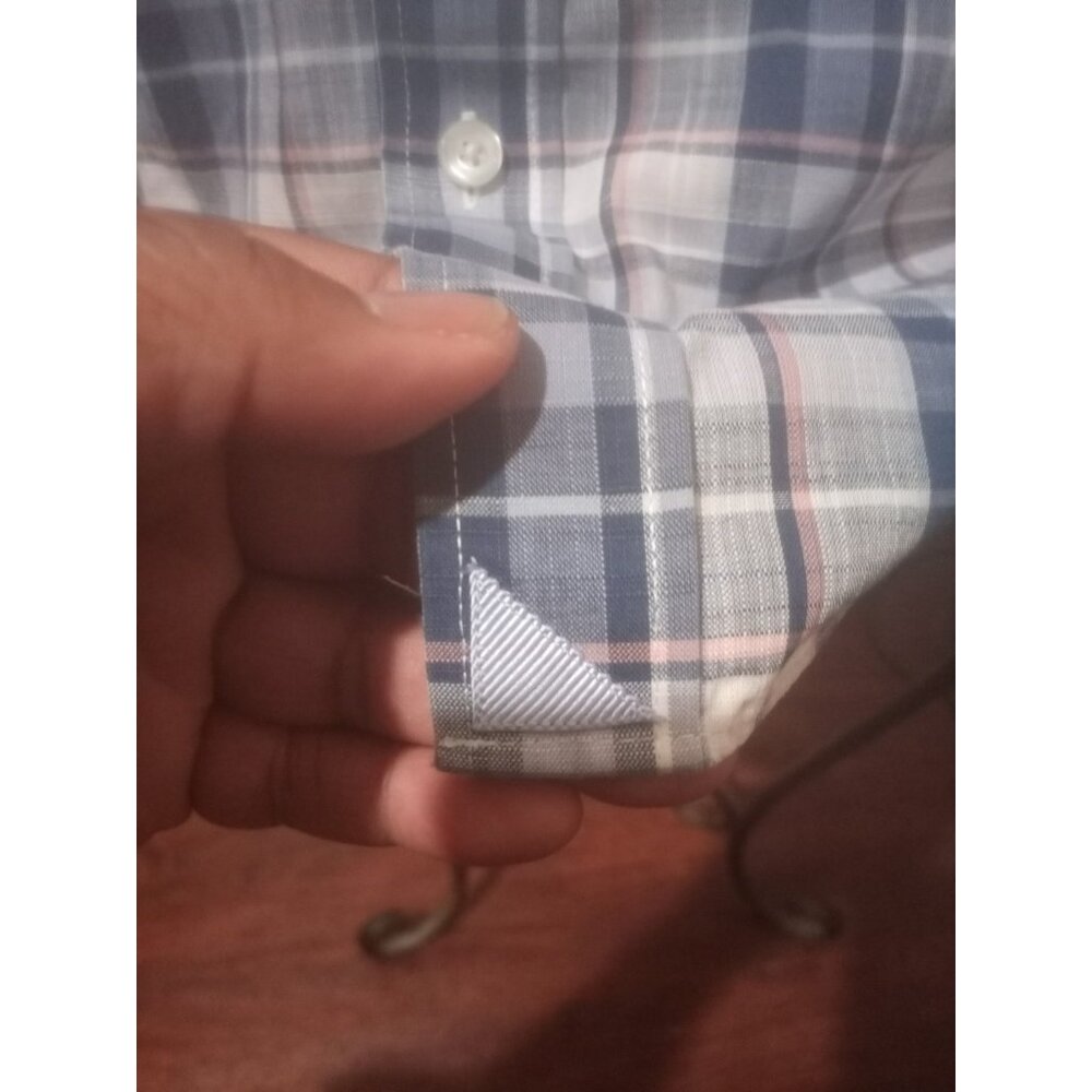 UNTUCKit Terrantez WF Mens M Slim Fit Blue White Plaid Long Sleeve Button Shirt - Picture 4 of 11